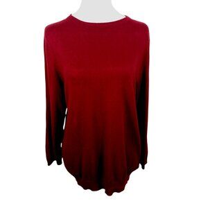 Talbots Burgundy Lightweight Sweater, 3/4 Sleeve, Crew Neck, Size Large, Classic